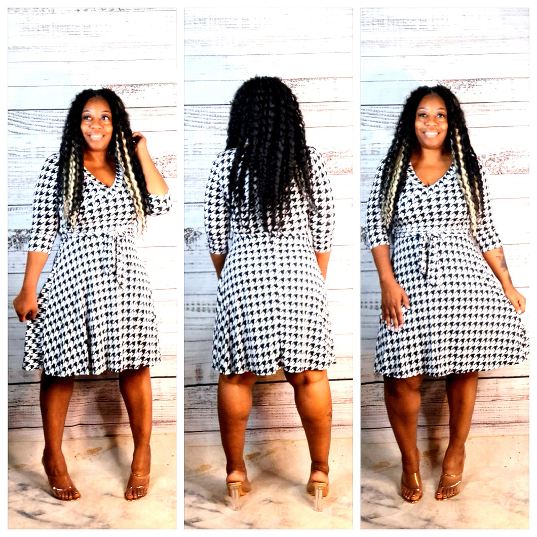 Houndstooth Midi Dress